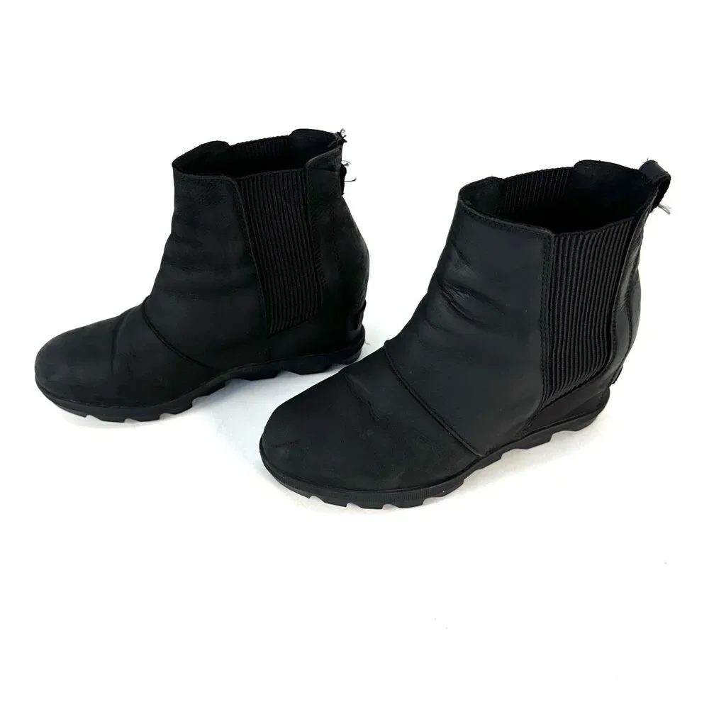 SOREL Womens Joan Of Artic ii Chelsea Hidden Wedge Black Ankle Boots Size 8